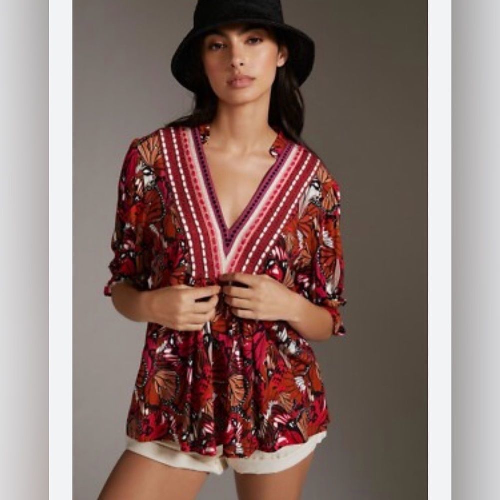 Anthropologie blank London women’s xs Stephanie butterfly‎ tunic top new